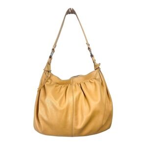 Frances Cobiasia Butter Yellow Leather Hobo Shoulder Bag Slouchy Soft Zip Boho